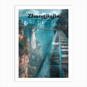 Zhangjiajie Glass Bridge China Travel Illustration Art Print