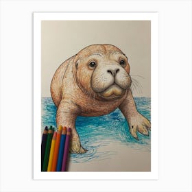 Seal Coloring Page 1 Art Print