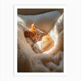 Dog Sleeping On A Blanket.Generated AI. Wall Art Print Art Print