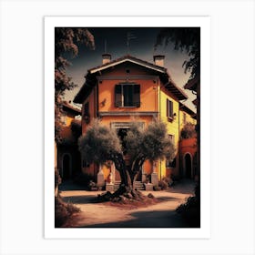 Olive Tree In Front Of House Art Print