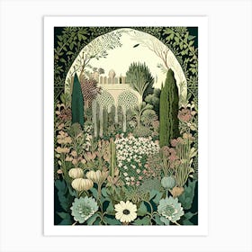 Gardens Of Alhambra, Spain Vintage Botanical Art Print