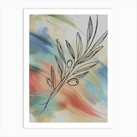 Olive Branch Line Art Minimalist Art Print