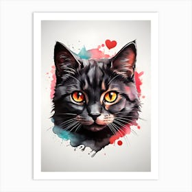 Cat With Red Eyes Art Print