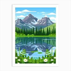 Landscape With Mountains And Lake 1 Art Print