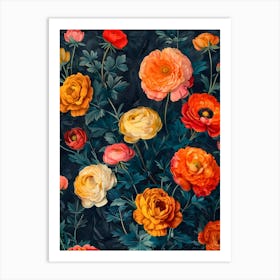 Poppies Inspired By William Morris 5 Art Print