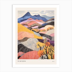 Yr Wyddfa Wales Colourful Mountain Illustration Poster Art Print