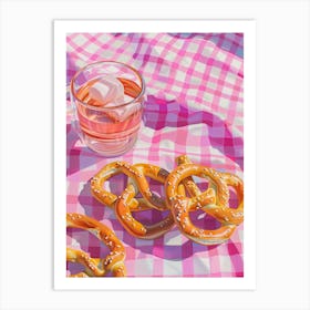 Pink Breakfast Food Pretzels 2 Art Print