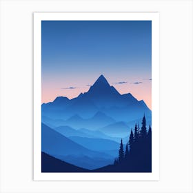 Misty Mountains Vertical Composition In Blue Tone 179 Art Print