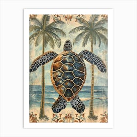 Palm Tree Sea Turtle Wallpaper Inspired 2 Art Print