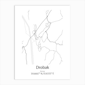 Drobak,Norway Minimalist Map Art Print