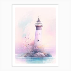 Lighthouse Waterscape Gouache 2 Art Print