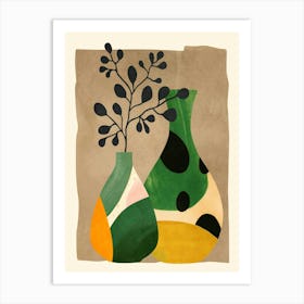 Modern Abstract Vases with Plant 2 Art Print