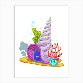 Colored seashells. Seashells. Summer. 2 Art Print