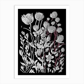 Red Clover Wildflower Linocut Art Print