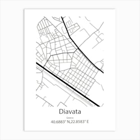 Diavata,Greece Minimalist Map Art Print