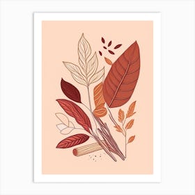 Cinnamon Bark Spices And Herbs Minimal Line Drawing 1 Art Print