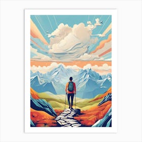 Hiker In The Mountains 1 Art Print