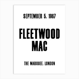 Fleetwood Mac 1967 Concert Poster Art Print