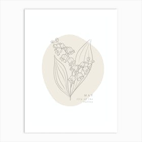 May Lily of the Valley  Birth Flower | Neutral Florals Art Print