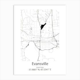 Evansville,United States Minimalist Map Art Print