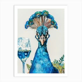 Peacock With Wine Glass 2 Art Print