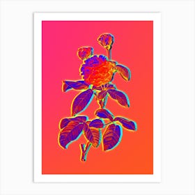 Neon Agatha Rose in Bloom Botanical in Hot Pink and Electric Blue n.0343 Art Print