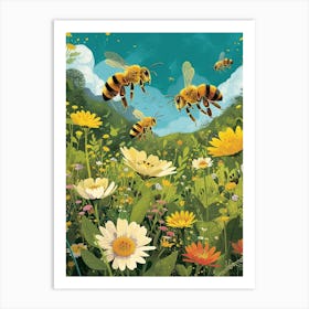 Leafcutter Bee Storybook Illustration 18 Art Print