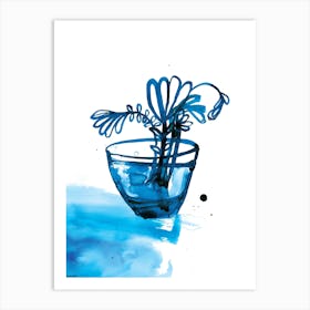 Blue Inky Vase Art Print