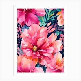 Watercolor Floral Wallpaper Art Print