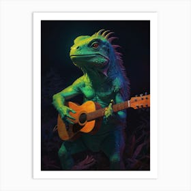 Iguana Playing Guitar 2 Art Print