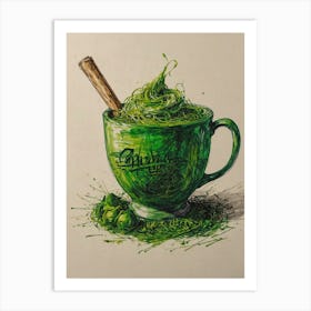 Mug Of Green Tea Art Print