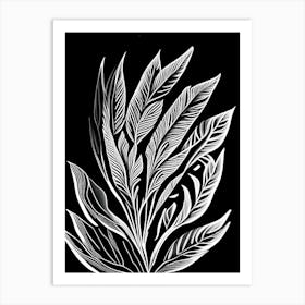 Oat Leaf Linocut Art Print
