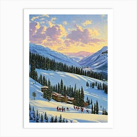 Soldeu, Andorra Ski Resort Vintage Landscape 1 Skiing Poster Art Print