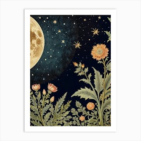 Moon And Flowers Style William Morris 25 Art Print