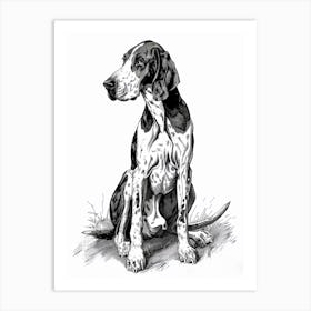 American Foxhound Dog Line Sketch Art Print