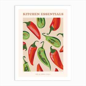 Red & Green Chilli Pattern Poster 3 Art Print