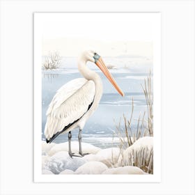 Winter Bird Painting Pelican 4 Art Print