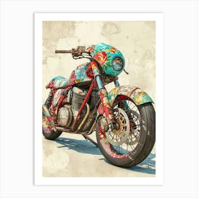 Vintage Colorful Scooter 26 Art Print