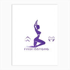 Logo Illustration Of A Woman Engaged In Yoga Standing Firm With Symbolic Elements Of Weightlifting Art Print