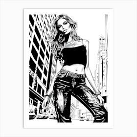 Mod Girl Black And White NYC 1 Art Print