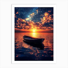 Boat At Sunset 3 Art Print