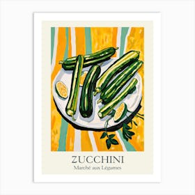 Marche Aux Legumes Zucchini Summer Illustration 3 Art Print