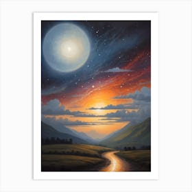 Moonlight Over The Valley Art Print