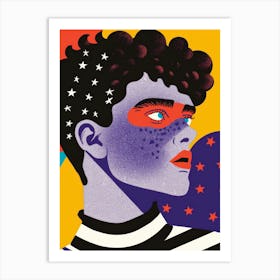 Girl With Stars On Her Face 1 Art Print