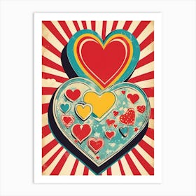 Retro Hearts 5 Art Print