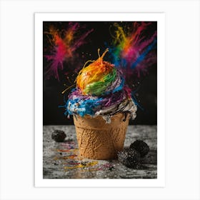 Rainbow Ice Cream Cone With Sprinkles Art Print