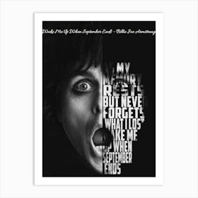 Wake Me Up When September Ends Green Day Billie Joe Armstrong Text Art Art Print