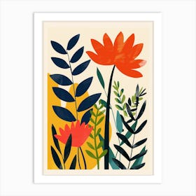 Botanical Tropical Leaves Groovy Art Print