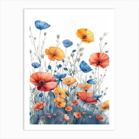 Watercolor Poppies Art Print