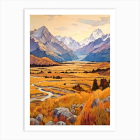 Autumn National Park Painting Aoraki Art Print